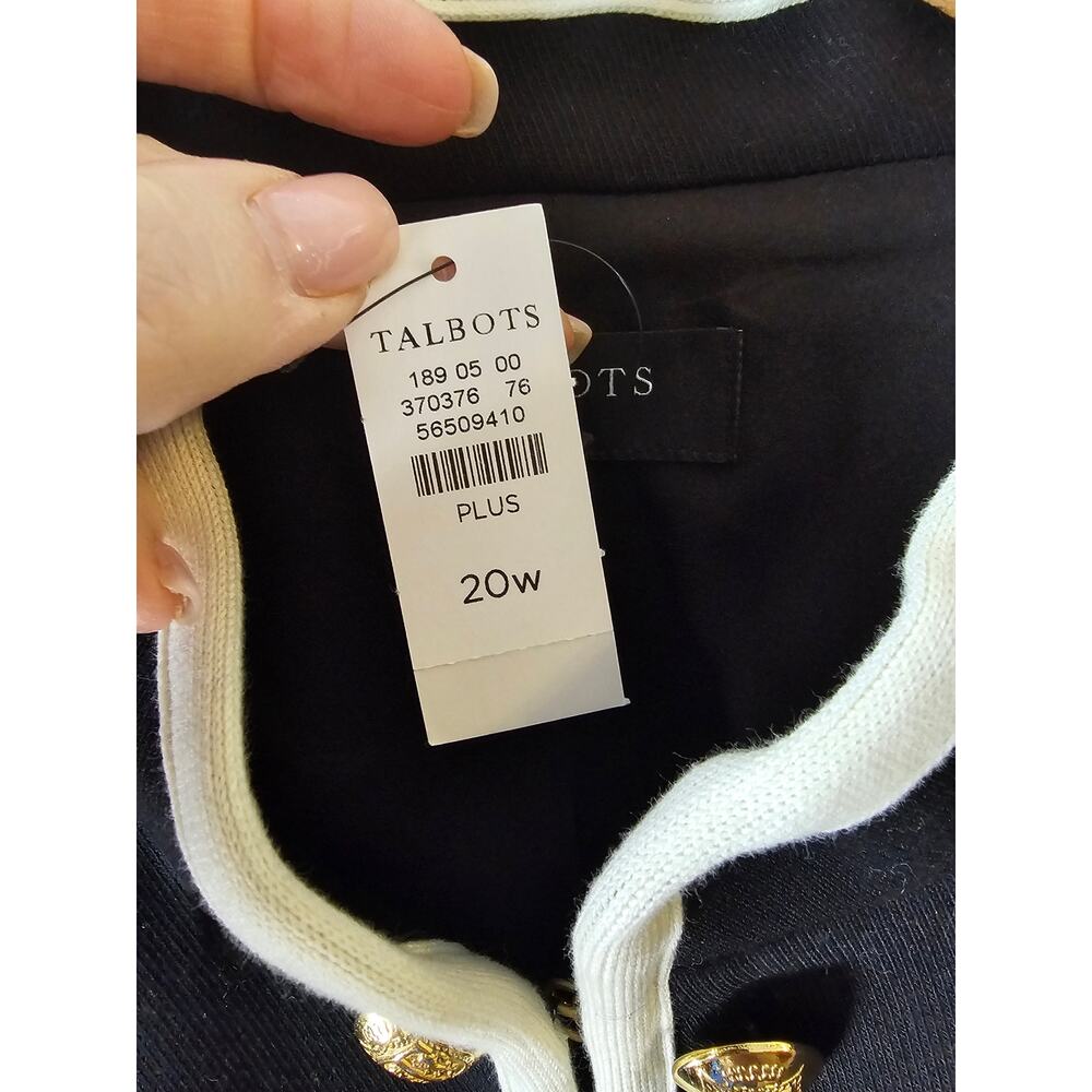 Talbots Plus sz 20W black cream military jacket blazer gold button detail new - Picture 5 of 7